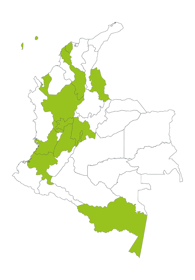 Mapa de cobertura nacional de Livas Alturas: Servicios de ingeniería, instalación y certificación de líneas de vida en Bogotá, Medellín, Barranquilla, Cali, Bucaramanga, Neiva, Yopal y Sincelejo, cubriendo las principales zonas industriales de Colombia.